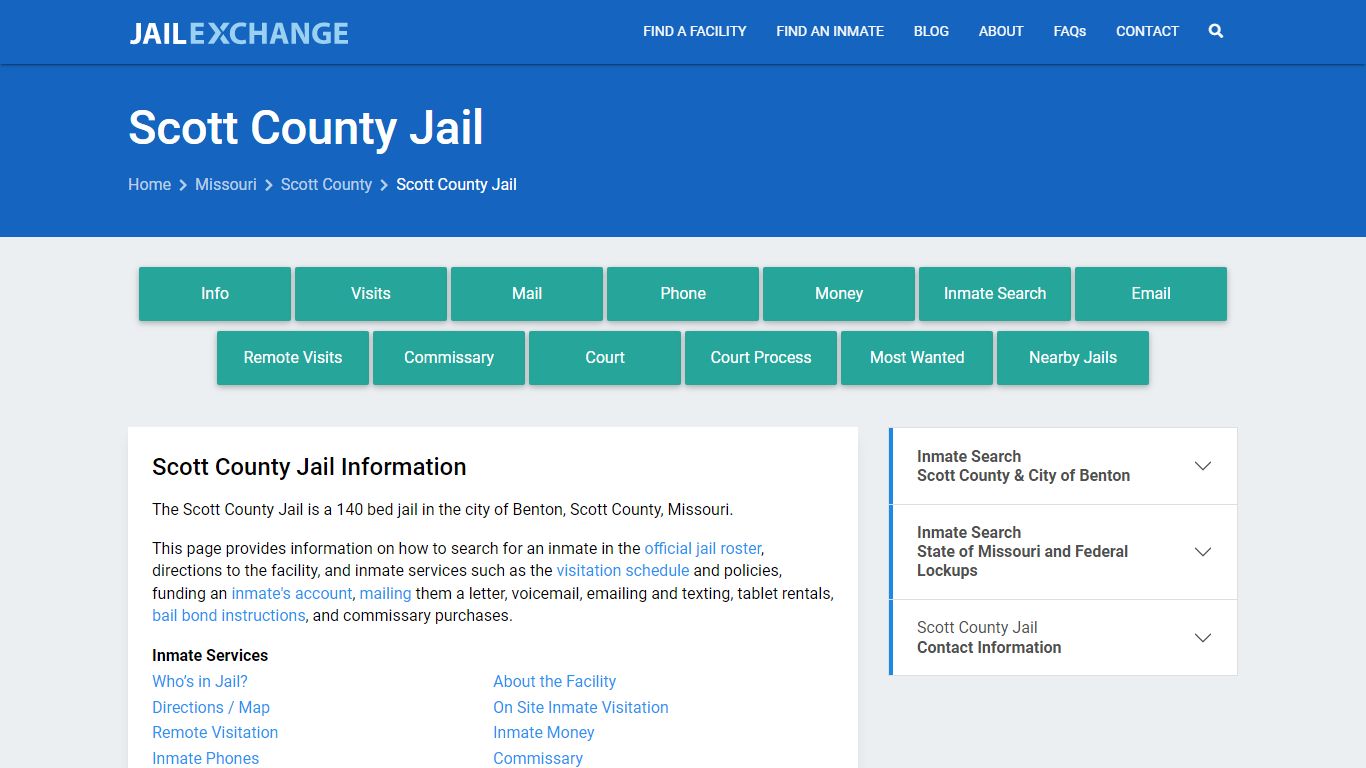 Scott County Jail, MO Inmate Search, Information